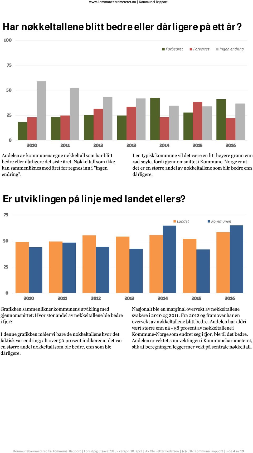 Nøkkeltall som ikke kan sammenliknes med året før regnes inn i "ingen endring".