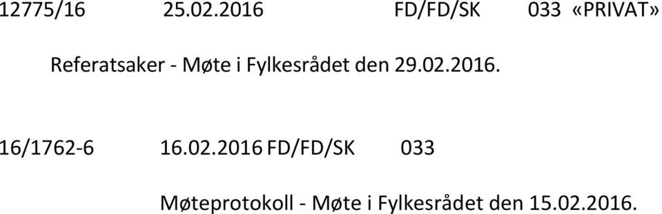 Møte i Fylkesrådet den 29.02.2016.