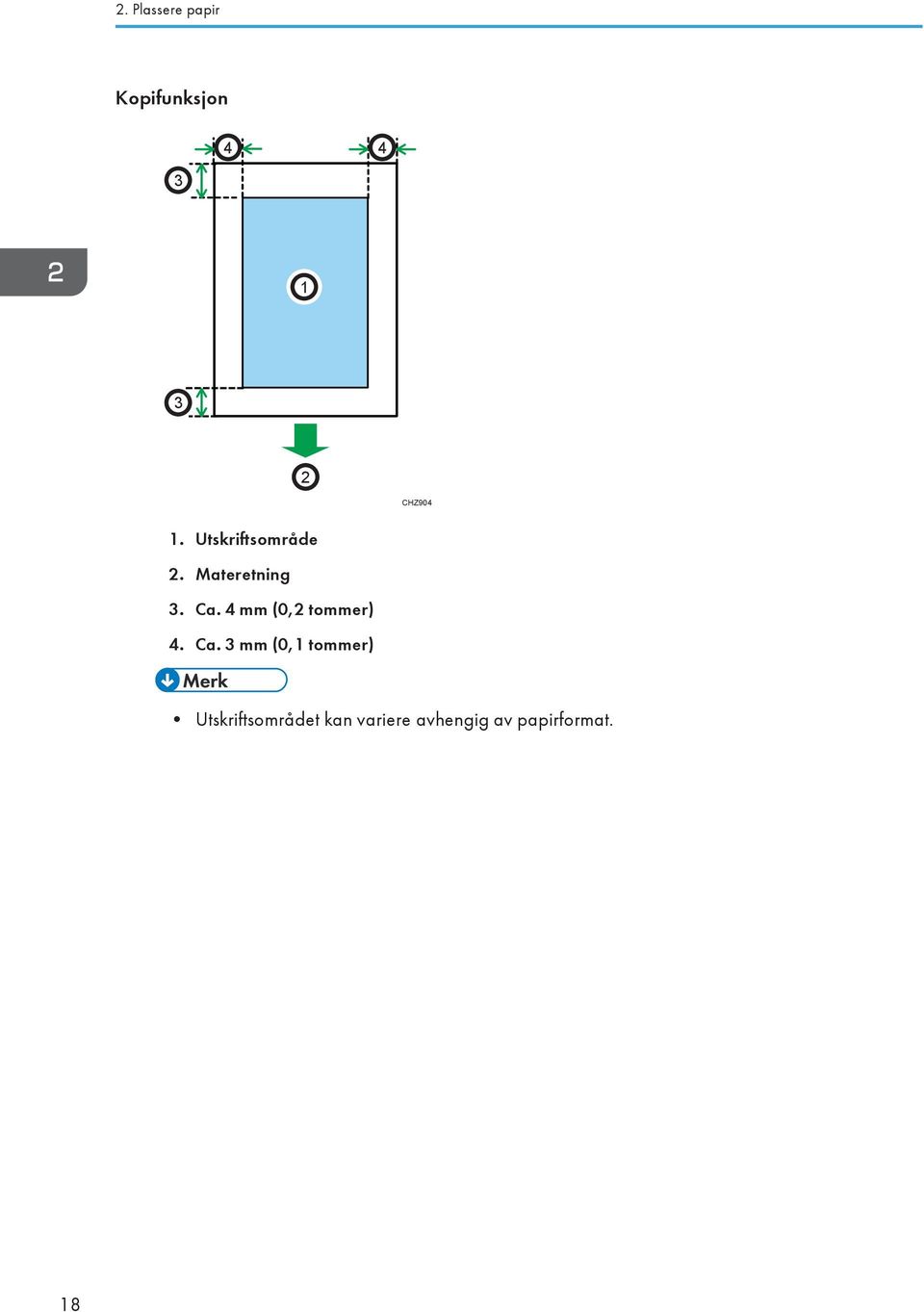 4 mm (0,2 tommer) 4. Ca.