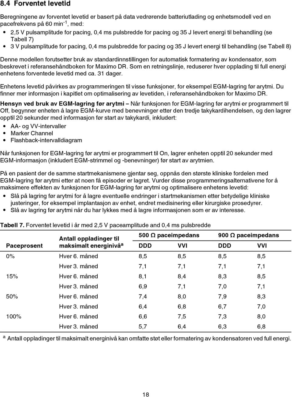 forutsetter bruk av standardinnstillingen for automatisk formatering av kondensator, som beskrevet i referansehåndboken for Maximo DR.