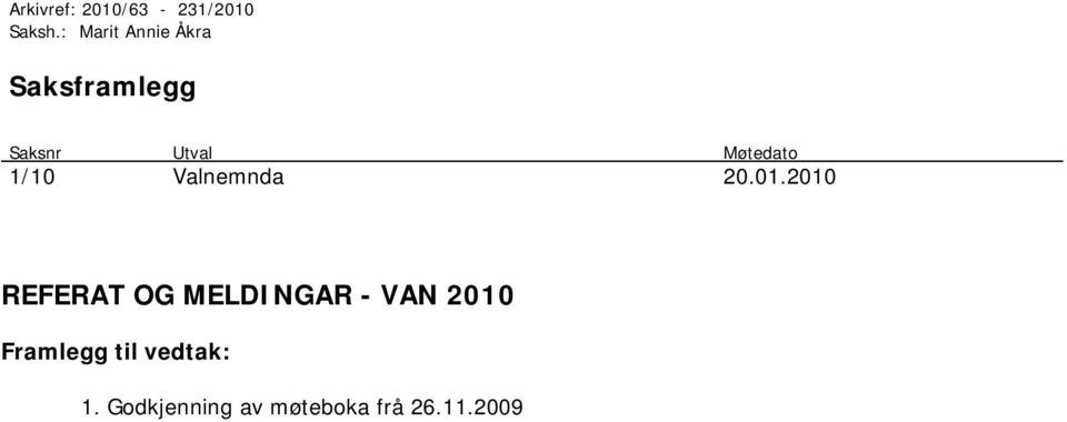 Møtedato 1/10 Valnemnda 20.01.