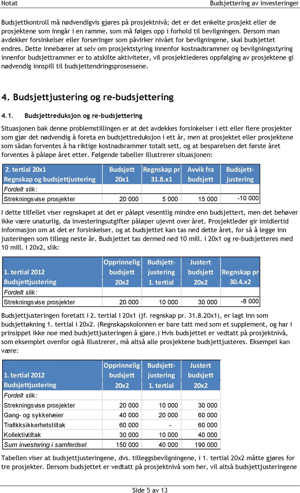 Dette innebærer at selv om prosjektstyring innenfor kostnadsrammer og bevilgningsstyring innenfor rammer er to atskilte aktiviteter, vil prosjektlederes oppfølging av prosjektene gi nødvendig