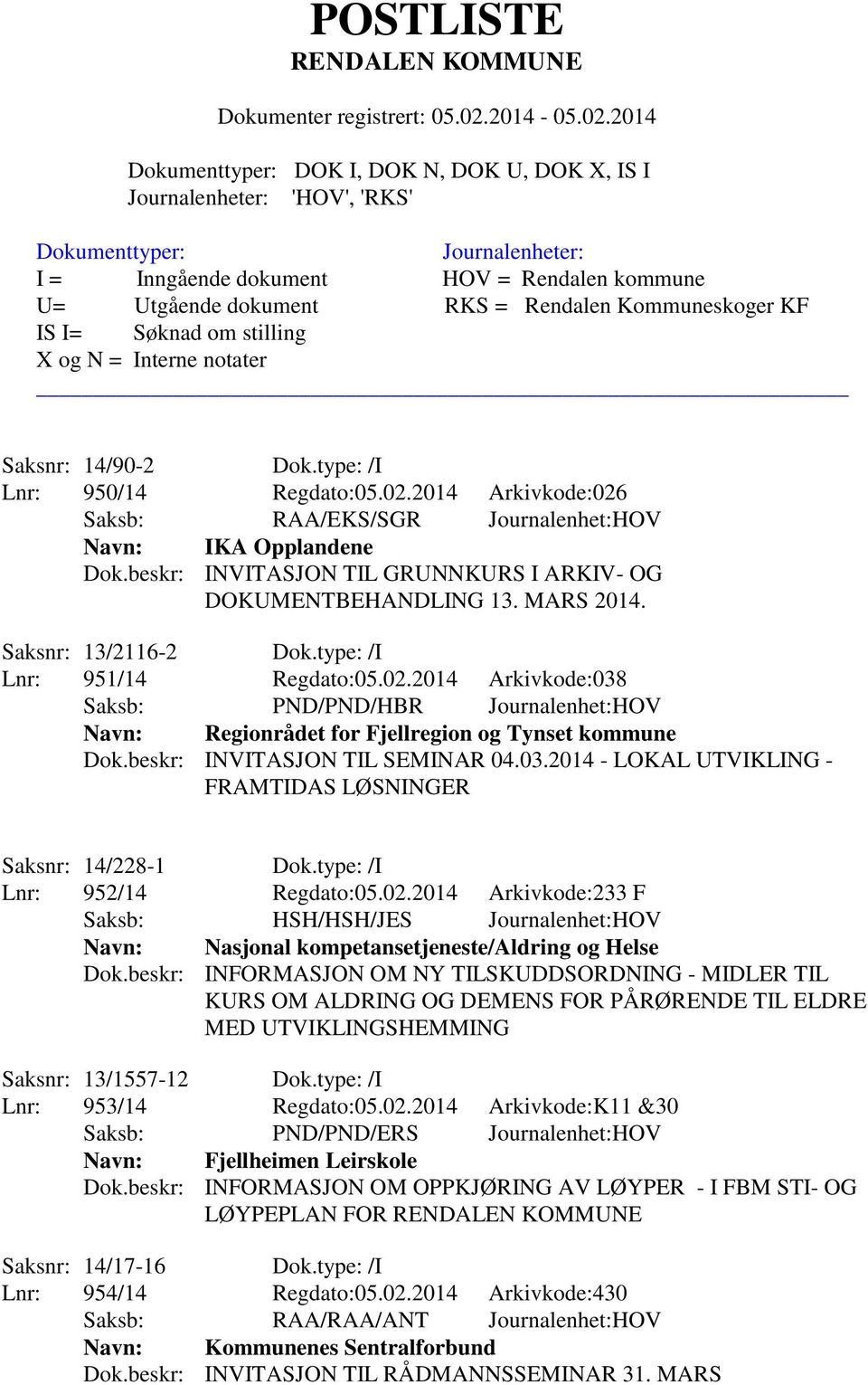 2014 Arkivkode:038 Saksb: PND/PND/HBR Journalenhet:HOV Navn: Regionrådet for Fjellregion og Tynset kommune Dok.beskr: INVITASJON TIL SEMINAR 04.03.2014 - LOKAL UTVIKLING - FRAMTIDAS LØSNINGER Saksnr: 14/228-1 Dok.