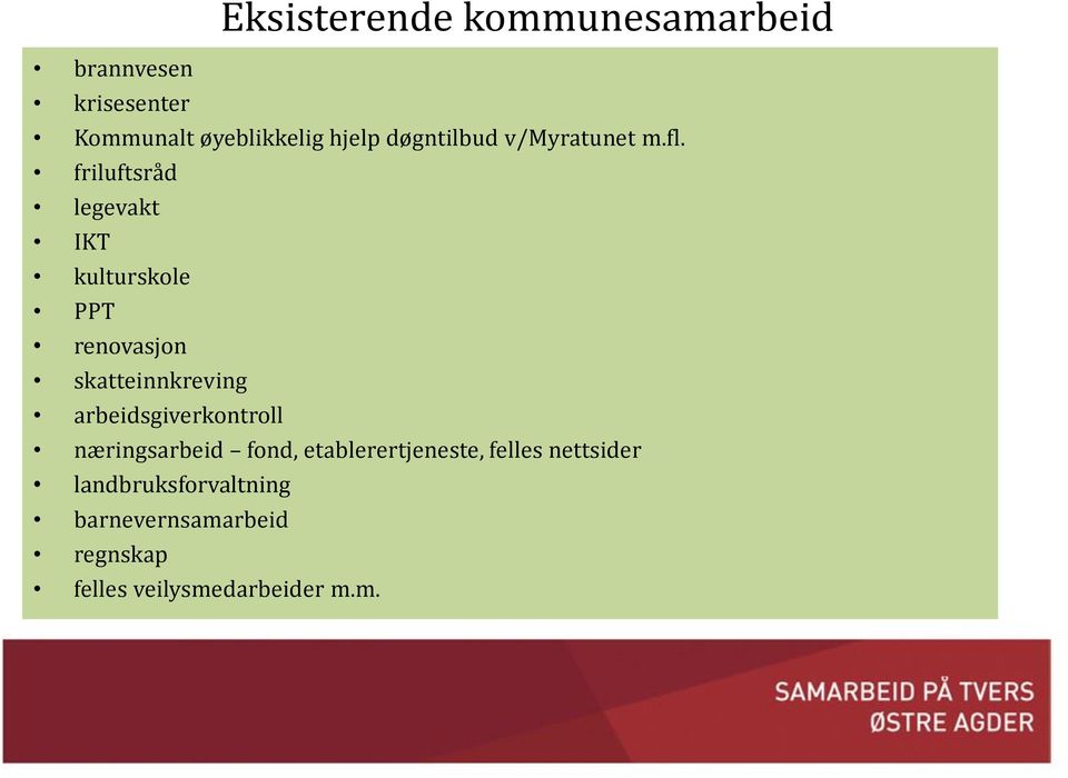 friluftsråd legevakt IKT kulturskole PPT renovasjon skatteinnkreving