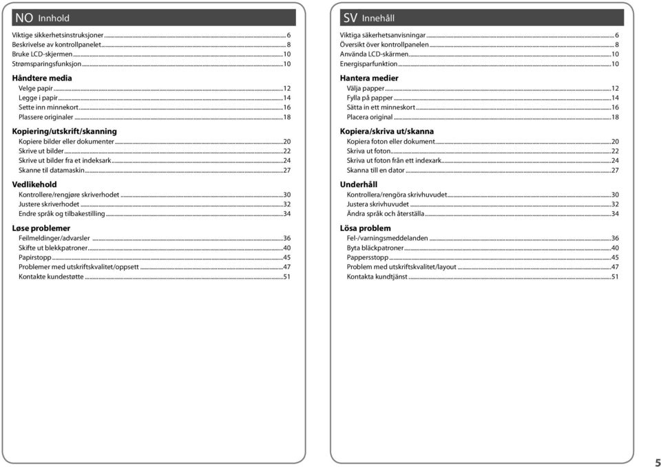 ..24 Skanne til datamaskin...27 Vedlikehold Kontrollere/rengjøre skriverhodet...30 Justere skriverhodet...32 Endre språk og tilbakestilling...34 Løse problemer Feilmeldinger/advarsler.