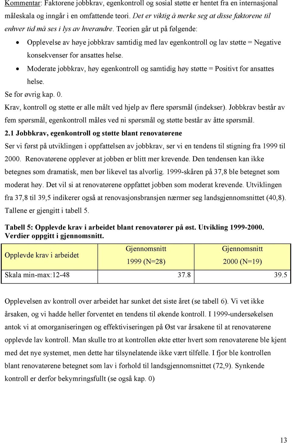 Teorien går ut på følgende: Opplevelse av høye jobbkrav samtidig med lav egenkontroll og lav støtte = Negative konsekvenser for ansattes helse.