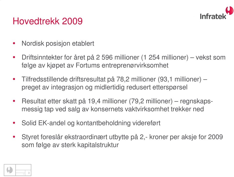 etterspørsel Resultat etter skatt på 19,4 millioner (79,2 millioner) regnskapsmessig tap ved salg av konsernets vaktvirksomhet trekker ned