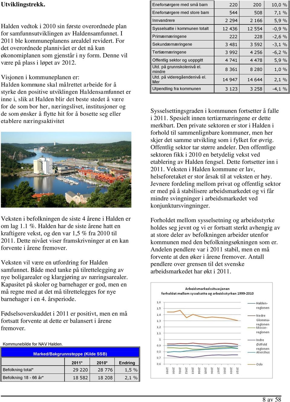 Visjonen i kommuneplanen er: Halden kommune skal målrettet arbeide for å styrke den positive utviklingen Haldensamfunnet er inne i, slik at Halden blir det beste stedet å være for de som bor her,