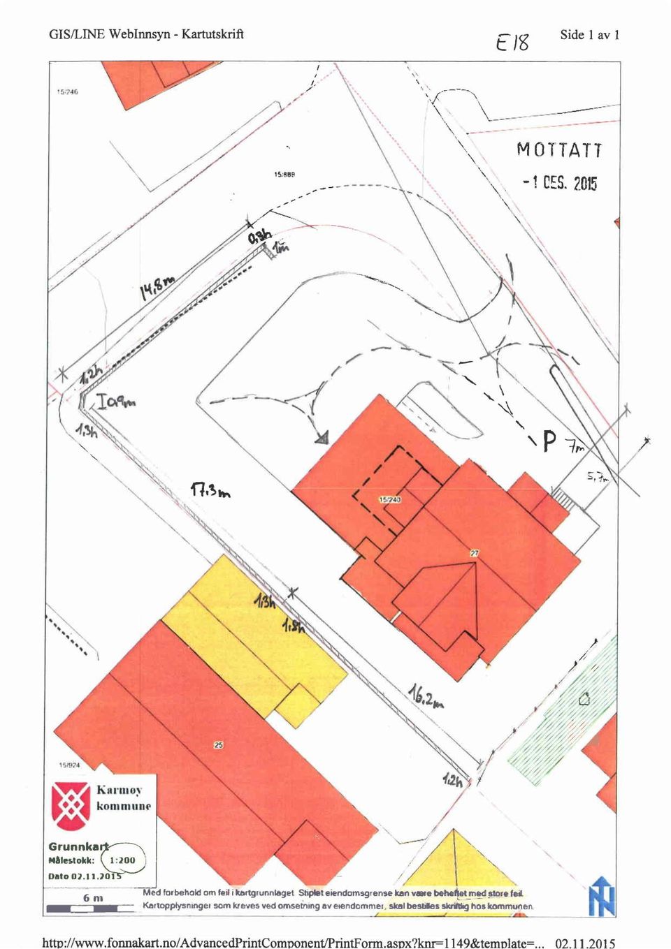 .,/ \ \, \, - MOTTATT 15:8B9-1CES. 2015 N f 1... kommune I Kanno, 4i& Grunnka ffimestokk: Dato OM1.