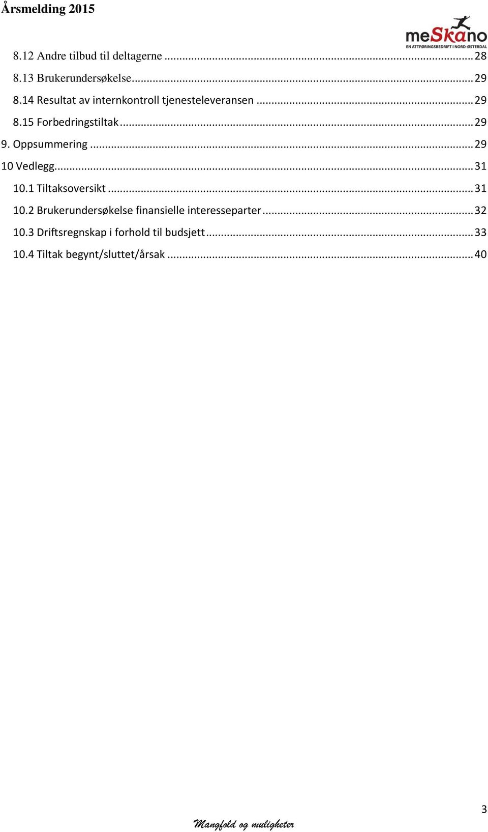 Oppsummering... 29 10 Vedlegg... 31 10.1 Tiltaksoversikt... 31 10.2 Brukerundersøkelse finansielle interesseparter.