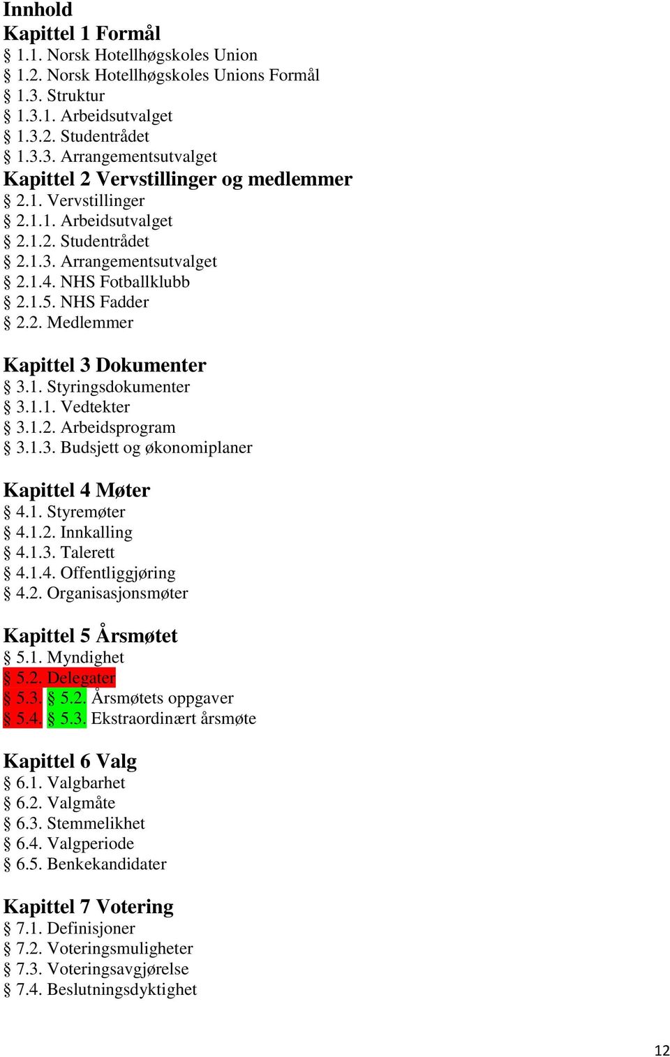 1.2. Arbeidsprogram 3.1.3. Budsjett og økonomiplaner Kapittel 4 Møter 4.1. Styremøter 4.1.2. Innkalling 4.1.3. Talerett 4.1.4. Offentliggjøring 4.2. Organisasjonsmøter Kapittel 5 Årsmøtet 5.1. Myndighet 5.