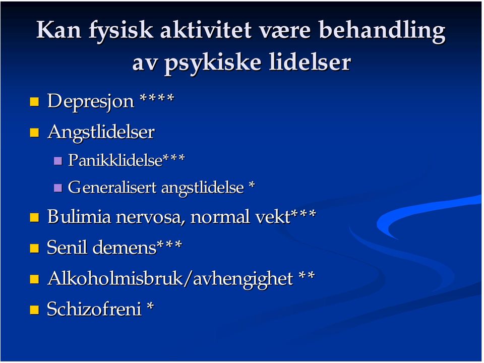 Generalisert angstlidelse * Bulimia nervosa,, normal