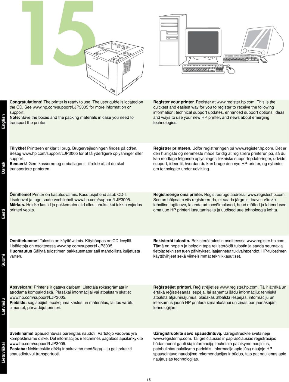 This is the quickest and easiest way for you to register to receive the following information: technical support updates, enhanced support options, ideas and ways to use your new HP printer, and news