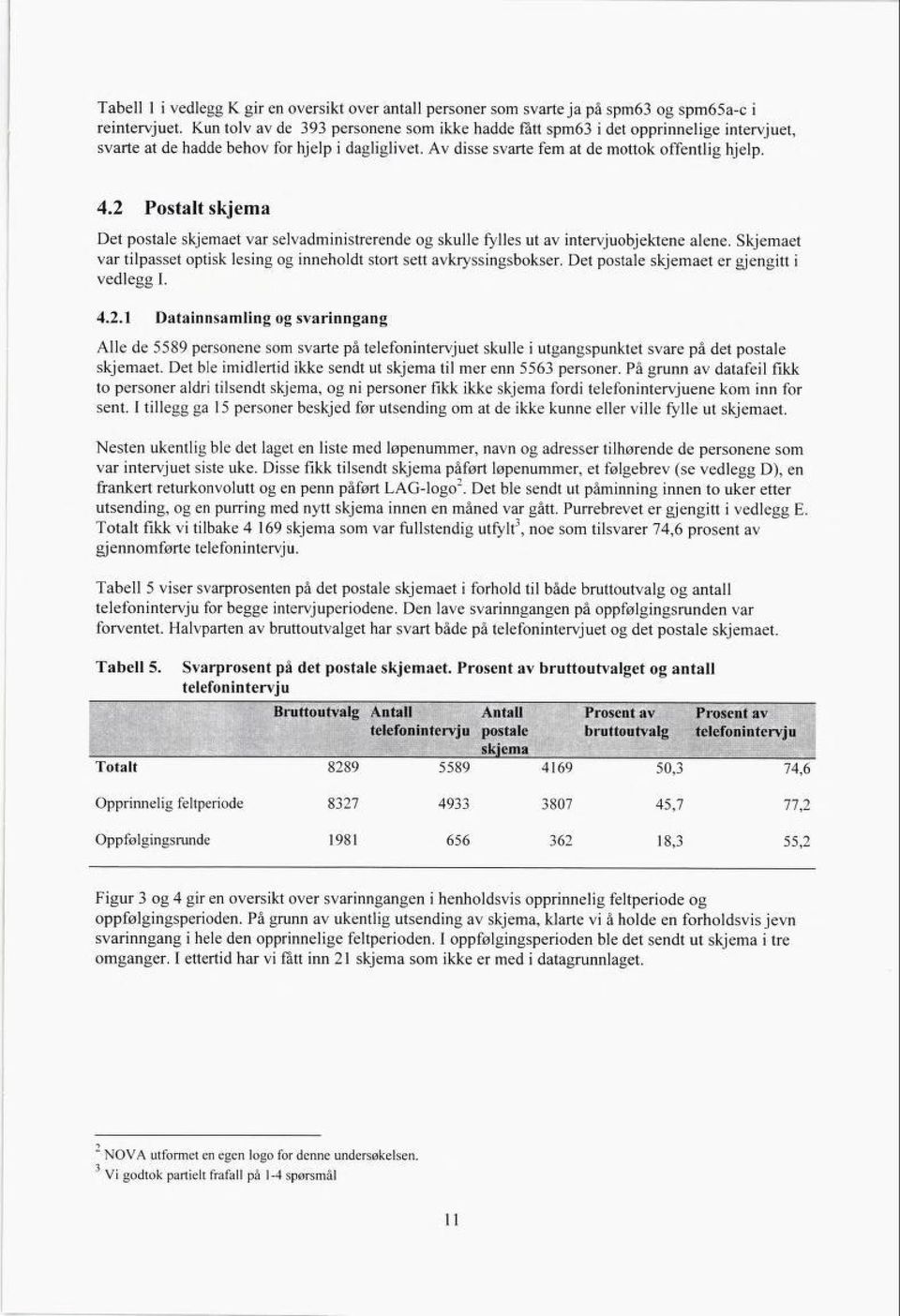 2 Postalt skjema Det postale skjemaet var selvadministrerende og skulle fylles ut av intervjuobjektene alene. Skjemaet var tilpasset optisk lesing og inneholdt stort sett avkryssingsbokser.