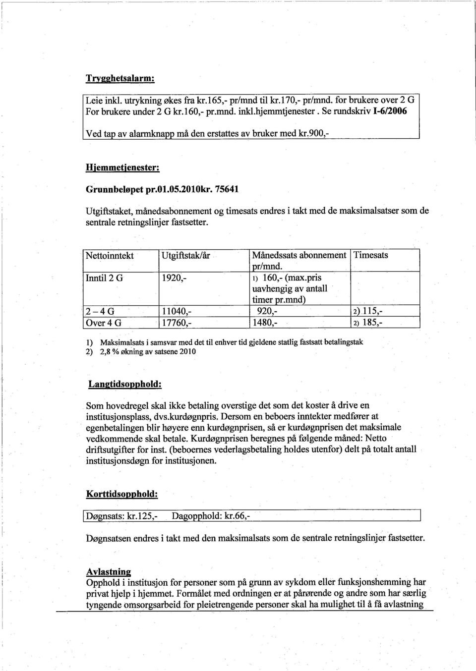 75641 Utgiftstaket, månedsabonnement og timesats endres i takt med de maksimalsatser som de sentrale retningslìnjer fastsetter. Nettoinntekt Utgiftstakår Månedssats abonnement Timesats pr/mnd.