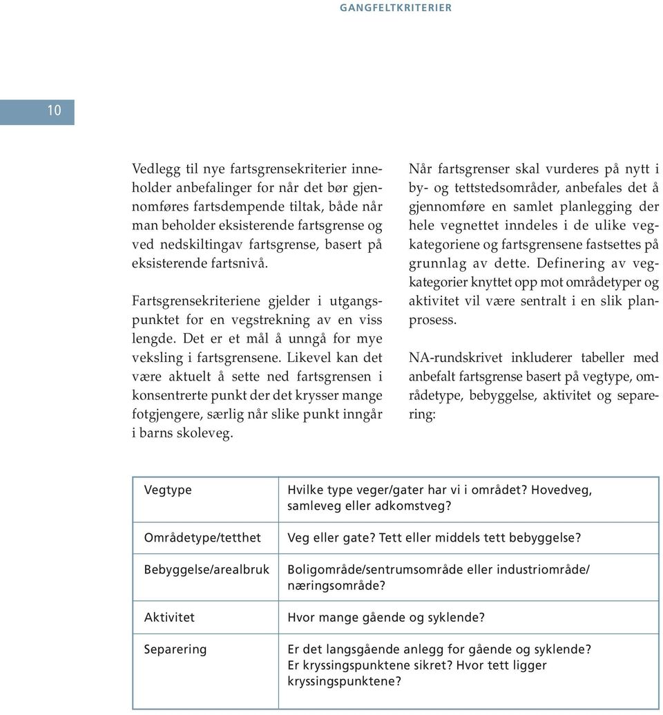 Likevel kan det være aktuelt å sette ned fartsgrensen i konsentrerte punkt der det krysser mange fotgjengere, særlig når slike punkt inngår i barns skoleveg.