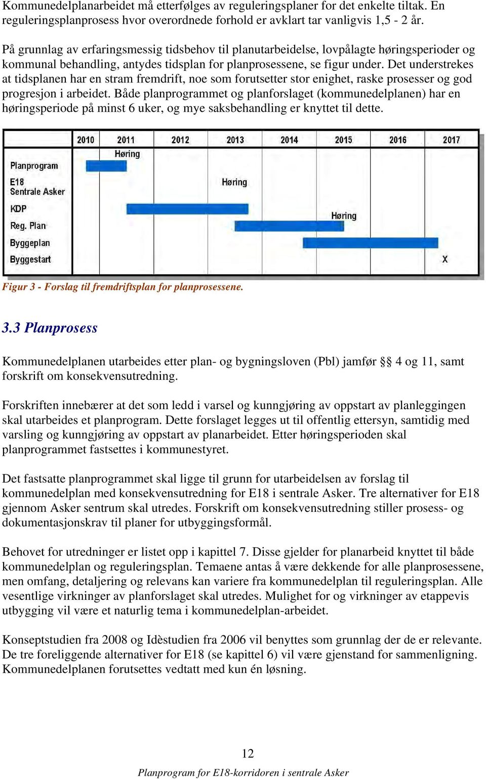 Det understrekes at tidsplanen har en stram fremdrift, noe som forutsetter stor enighet, raske prosesser og god progresjon i arbeidet.