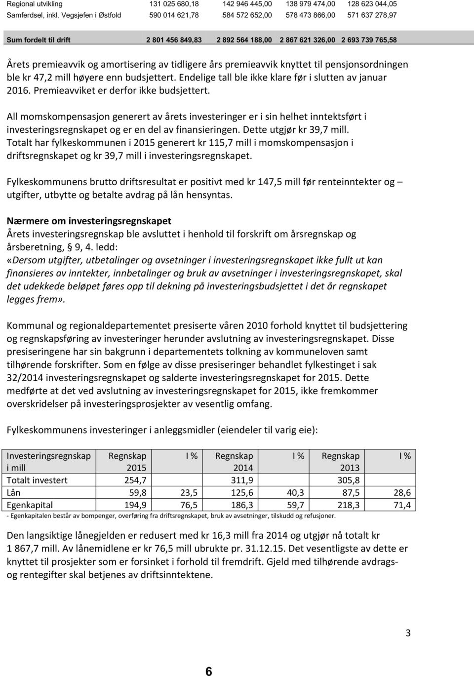 amortisering av tidligere års premieavvik knyttet til pensjonsordningen ble kr 47,2 mill høyere enn budsjettert. Endelige tall ble ikke klare før i slutten av januar 2016.