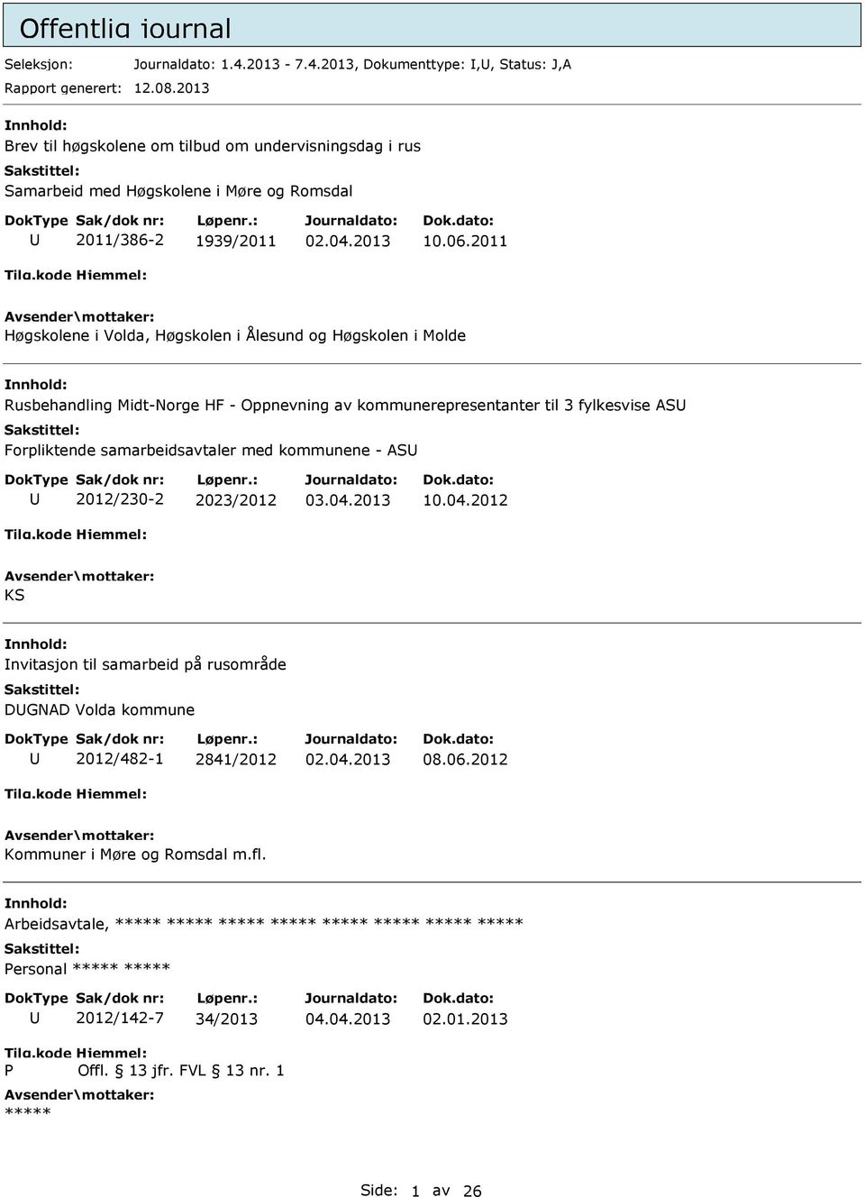 2011 Høgskolene i Volda, Høgskolen i Ålesund og Høgskolen i Molde Rusbehandling Midt-Norge HF - Oppnevning av kommunerepresentanter til 3 fylkesvise AS