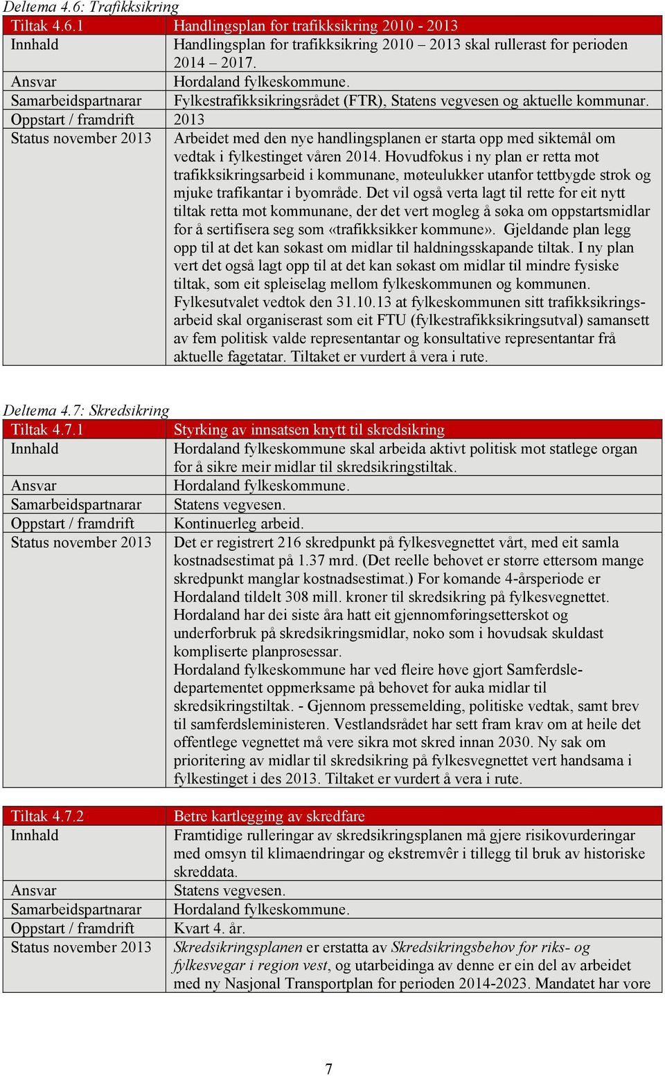 Hovudfokus i ny plan er retta mot trafikksikringsarbeid i kommunane, møteulukker utanfor tettbygde strok og mjuke trafikantar i byområde.