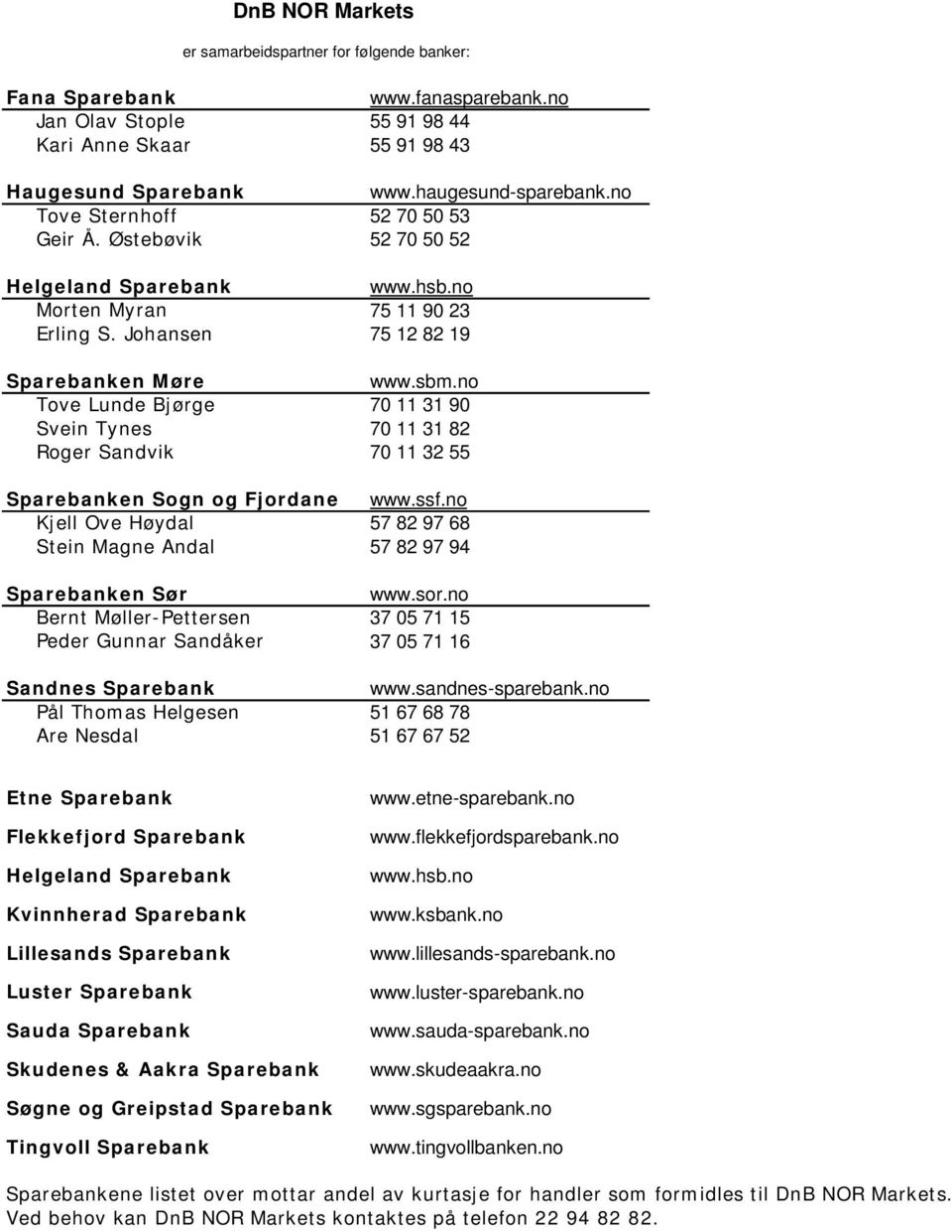 no Tove Lunde Bjørge 70 11 31 90 Svein Tynes 70 11 31 82 Roger Sandvik 70 11 32 55 Sparebanken Sogn og Fjordane www.ssf.