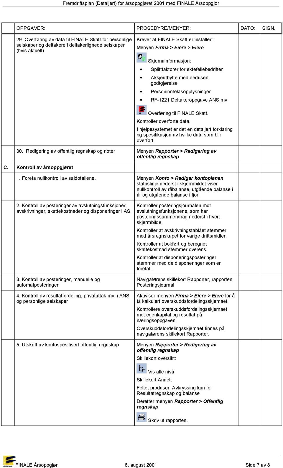 FINALE Skatt. Kontroller overførte data. I hjelpesystemet er det en detaljert forklaring og spesifikasjon av hvilke data som blir overført. 30.