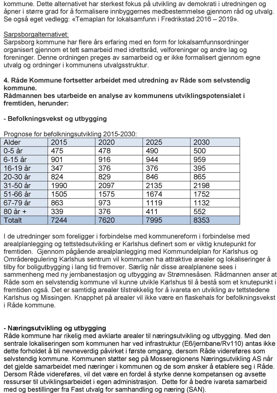 Sarpsborgalternativet: Sarpsborg kommune har flere års erfaring med en form for lokalsamfunnsordninger organisert gjennom et tett samarbeid med idrettsråd, velforeninger og andre lag og foreninger.