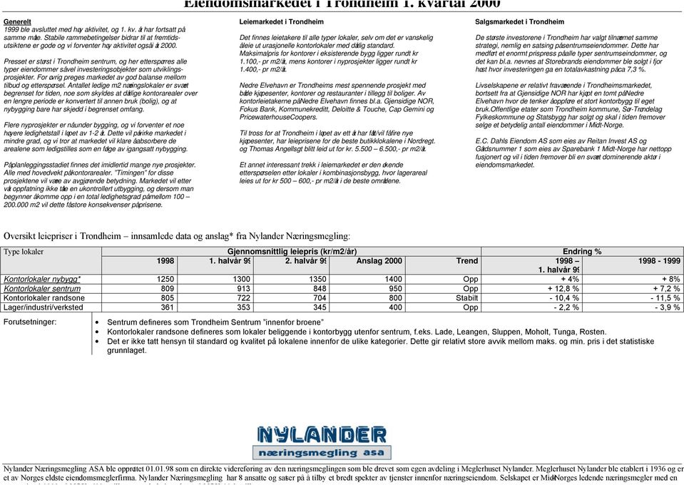 Presset er størst i Trondheim sentrum, og her etterspørres alle typer eiendommer så vel investeringsobjekter som utviklingsprosjekter.