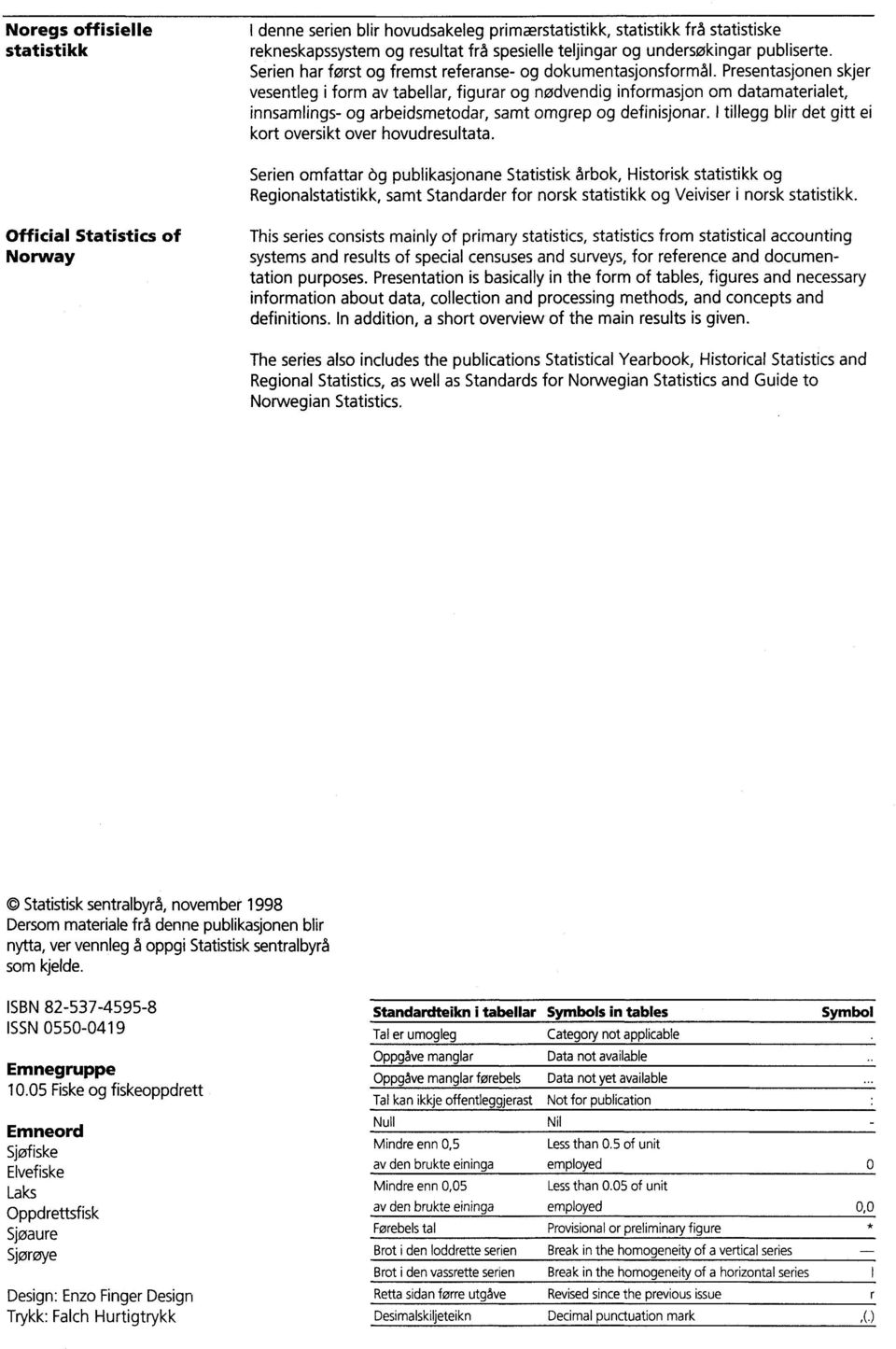 Presentasjonen skjer vesentleg i form av tabellar, figurar og nødvendig informasjon om datamaterialet, innsamlings- og arbeidsmetodar, samt omgrep og definisjonar.