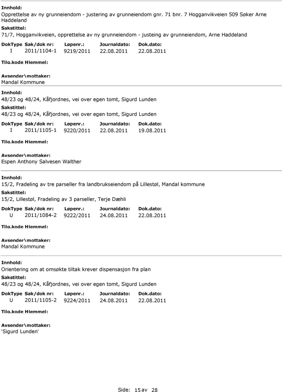 Kåfjordnes, vei over egen tomt, Sigurd Lunden 48/23 og 48/24, Kåfjordnes, vei over egen tomt, Sigurd Lunden 2011/1105-1 9220/2011 19.08.