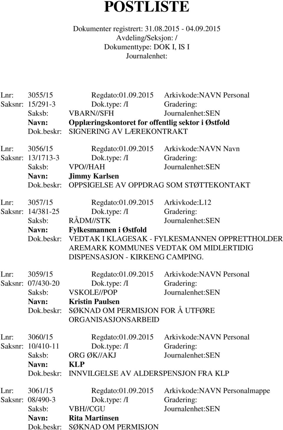 beskr: OPPSIGELSE AV OPPDRAG SOM STØTTEKONTAKT Lnr: 3057/15 Regdato:01.09.2015 Arkivkode:L12 Saksnr: 14/381-25 Dok.type: /I Gradering: Saksb: RÅDM//STK SEN Fylkesmannen i Østfold Dok.