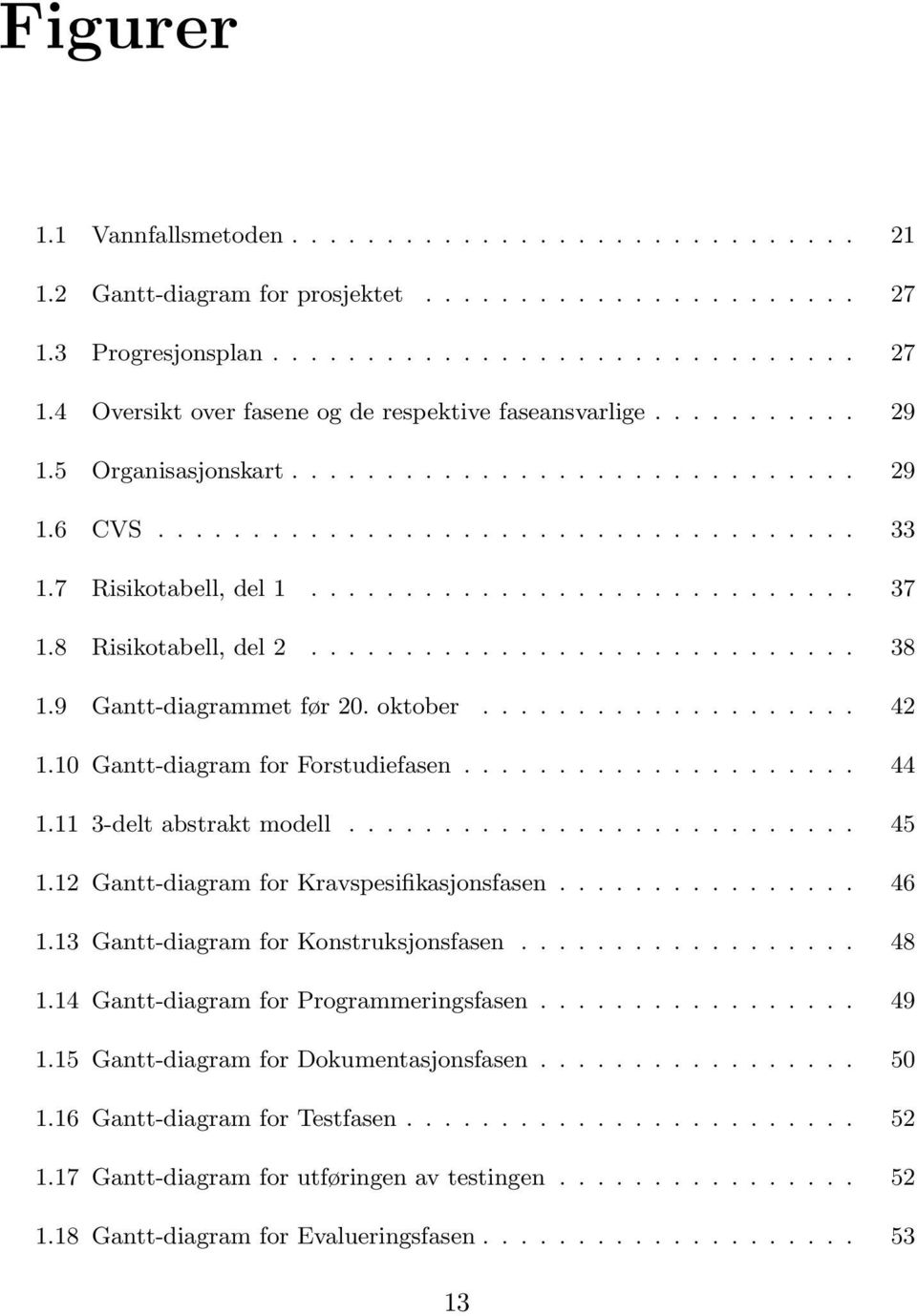 ............................ 38 1.9 Gantt-diagrammet før 20. oktober.................... 42 1.10 Gantt-diagram for Forstudiefasen..................... 44 1.11 3-delt abstrakt modell........................... 45 1.