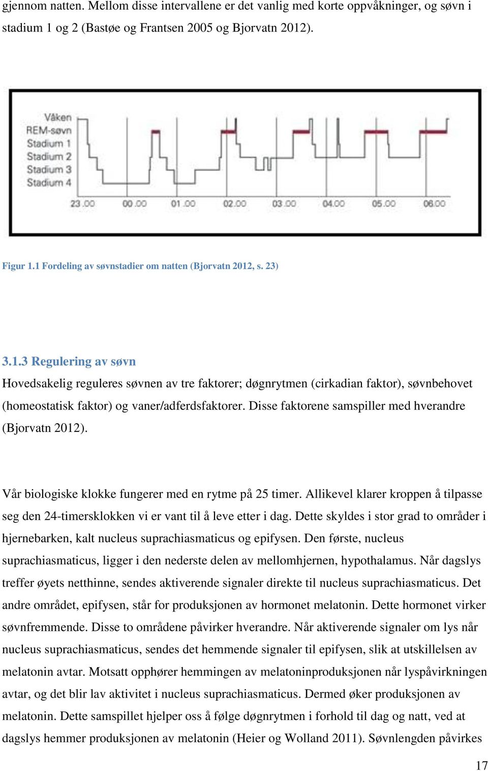 Disse faktorene samspiller med hverandre (Bjorvatn 2012). Vår biologiske klokke fungerer med en rytme på 25 timer.