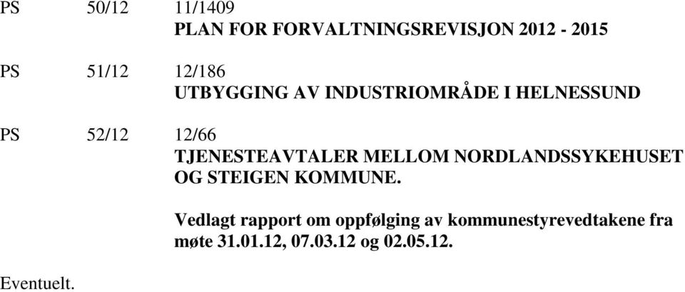 MELLOM NORDLANDSSYKEHUSET OG STEIGEN KOMMUNE. Eventuelt.