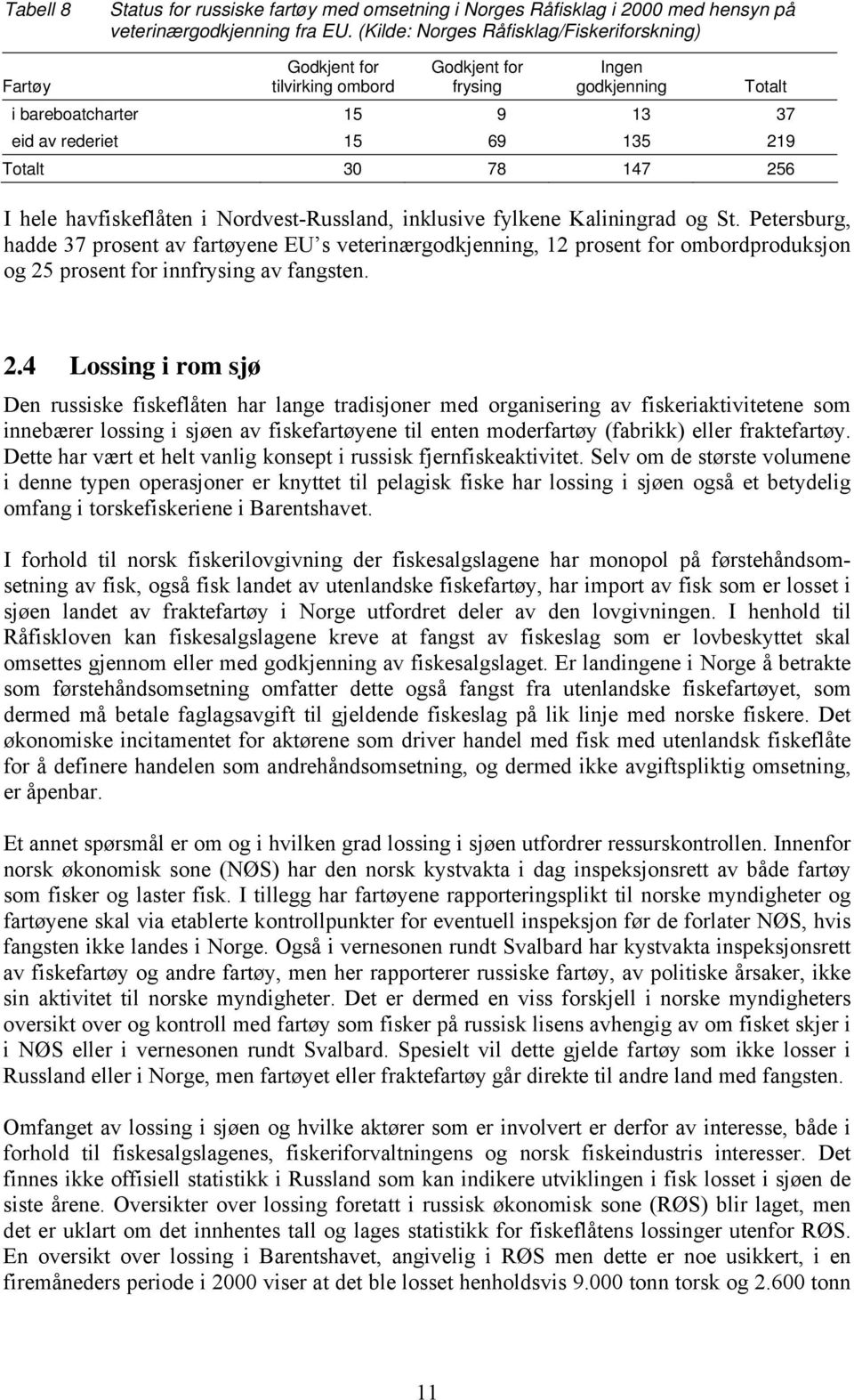 147 256 I hele havfiskeflåten i Nordvest-Russland, inklusive fylkene Kaliningrad og St.