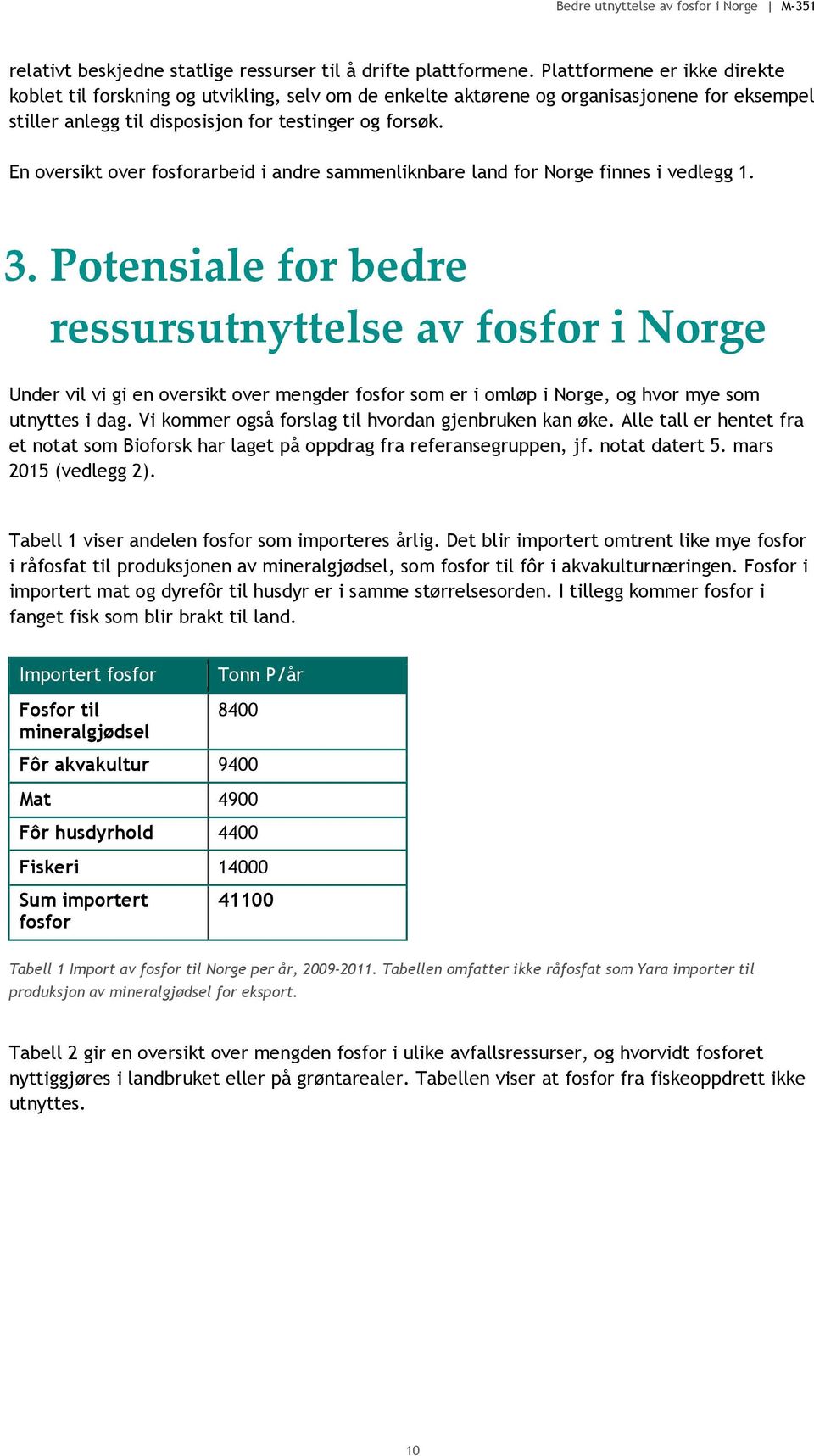 En oversikt over fosforarbeid i andre sammenliknbare land for Norge finnes i vedlegg 1. 3.