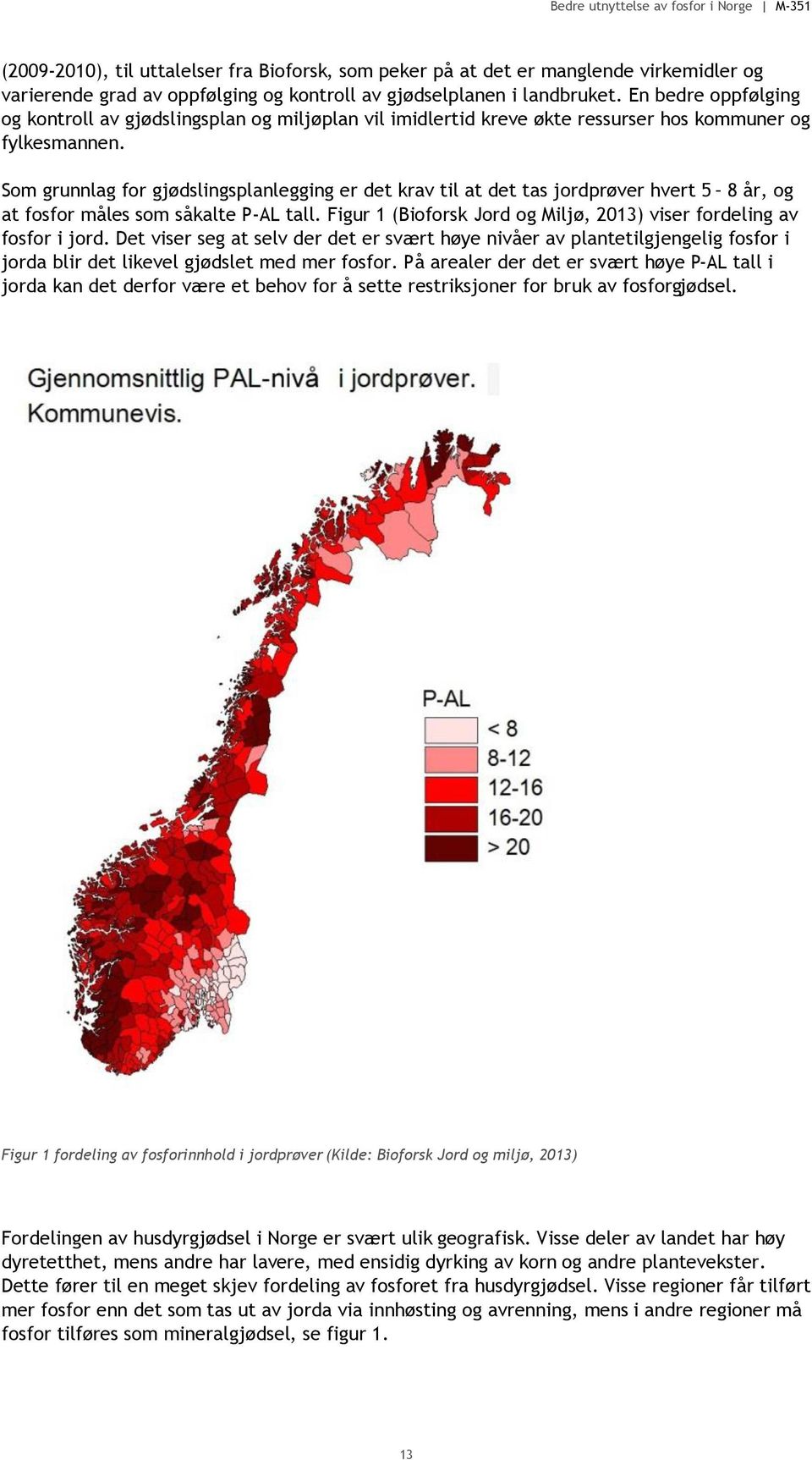 Som grunnlag for gjødslingsplanlegging er det krav til at det tas jordprøver hvert 5 8 år, og at fosfor måles som såkalte P-AL tall.