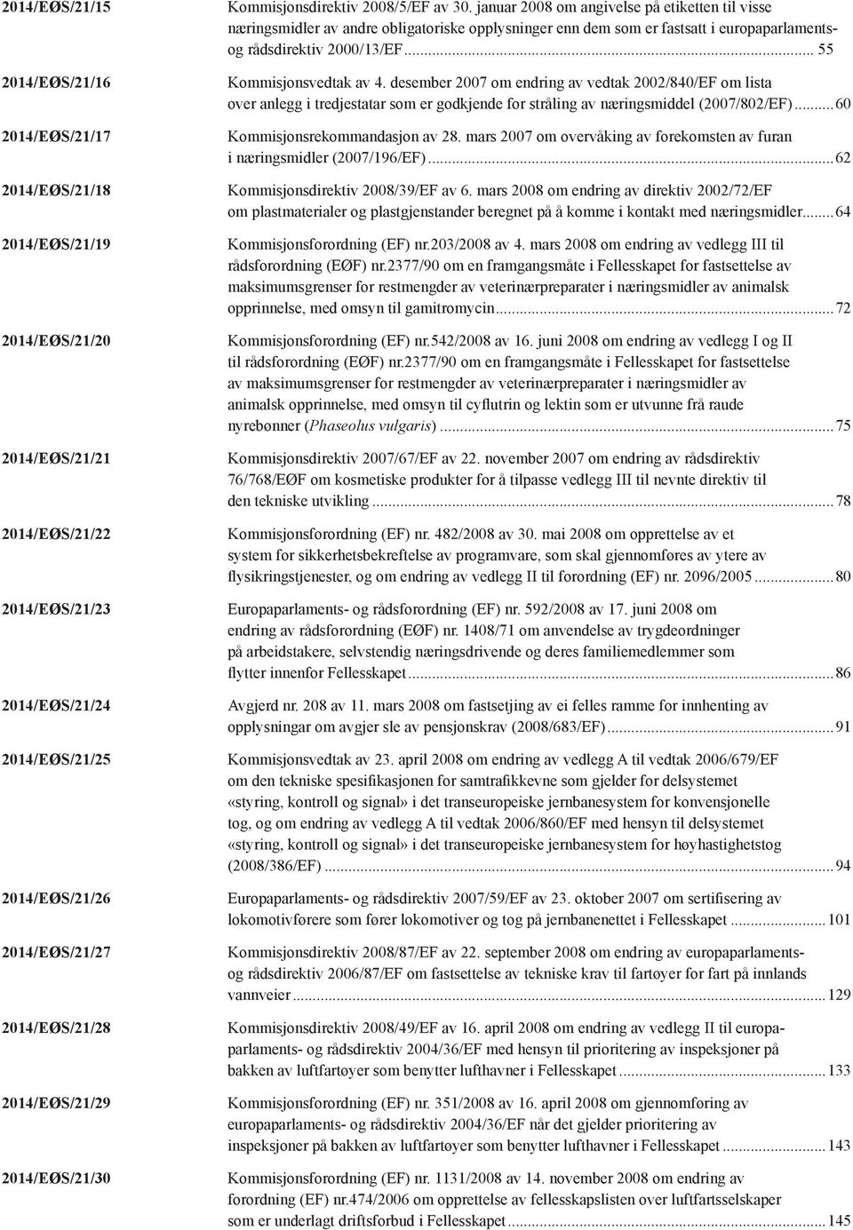 januar 2008 om angivelse på etiketten til visse næringsmidler av andre obligatoriske opplysninger enn dem som er fastsatt i europaparlamentsog rådsdirektiv 2000/13/EF... 55 Kommisjonsvedtak av 4.