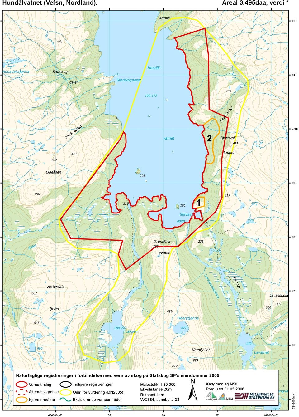 Eidet Grønlifjell- 385 pynten 278 98 Sørvassdalselva Brennan 562 97 Lavasskollen fjellet 489 366 389 545 280-277 Laksen Henrytjønna 477 Tverrelva 490 Vardfjellet 226 Lavatnet 96 570 553 Vesterdals-