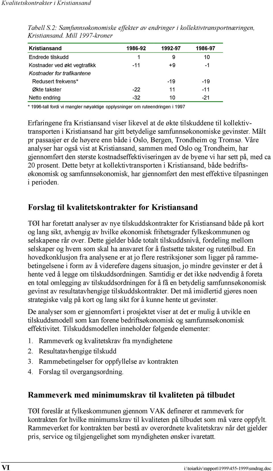 endring -32 10-21 * 1996-tall fordi vi mangler nøyaktige opplysninger om ruteendringen i 1997 Erfaringene fra Kristiansand viser likevel at de økte tilskuddene til kollektivtransporten i Kristiansand