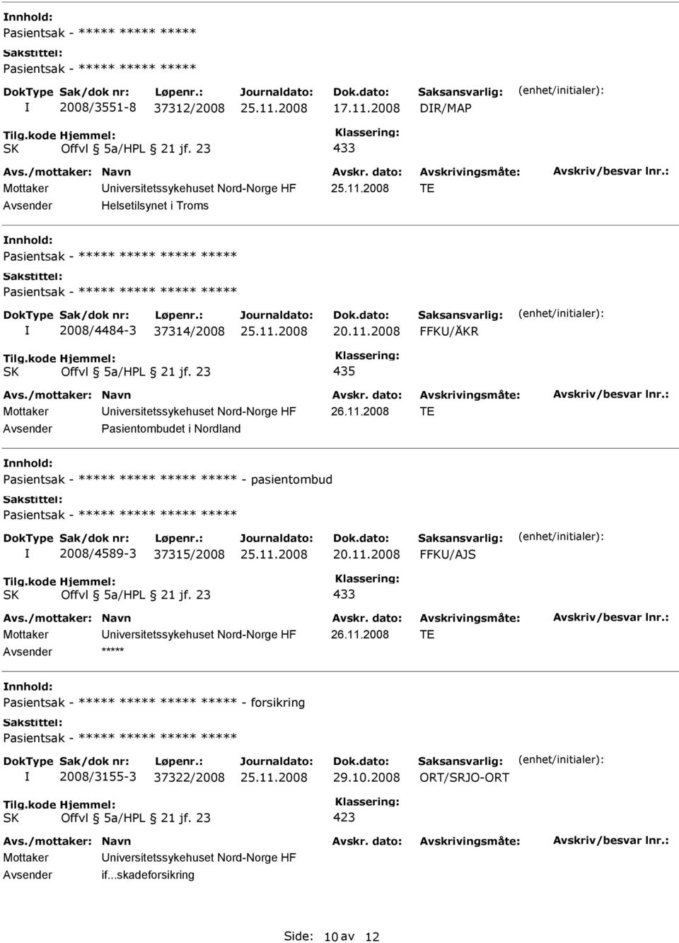 Mottaker niversitetssykehuset Nord-Norge HF 26.11.