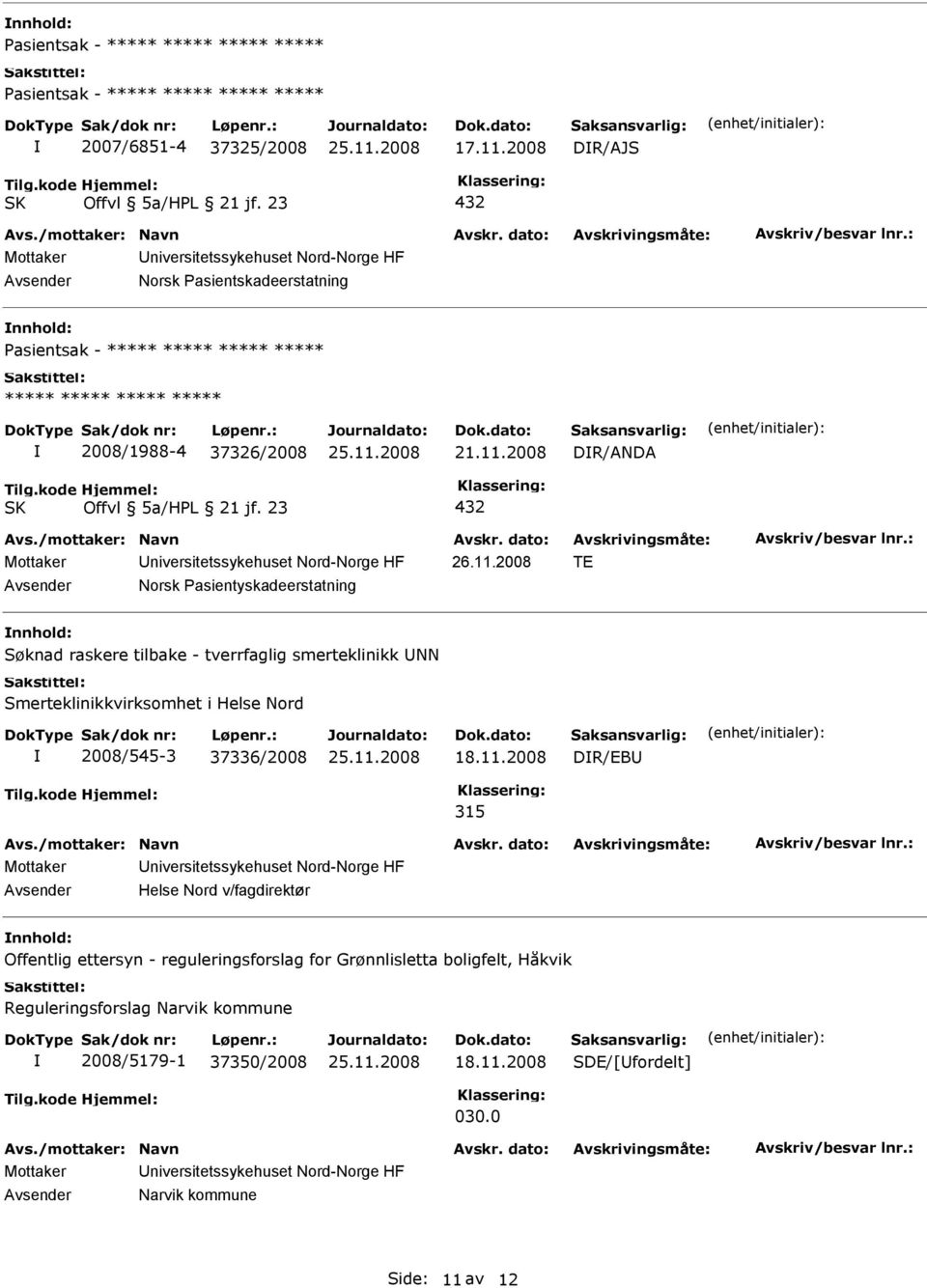 Mottaker niversitetssykehuset Nord-Norge HF Helse Nord v/fagdirektør Offentlig ettersyn - reguleringsforslag for Grønnlisletta boligfelt, Håkvik Reguleringsforslag Narvik kommune