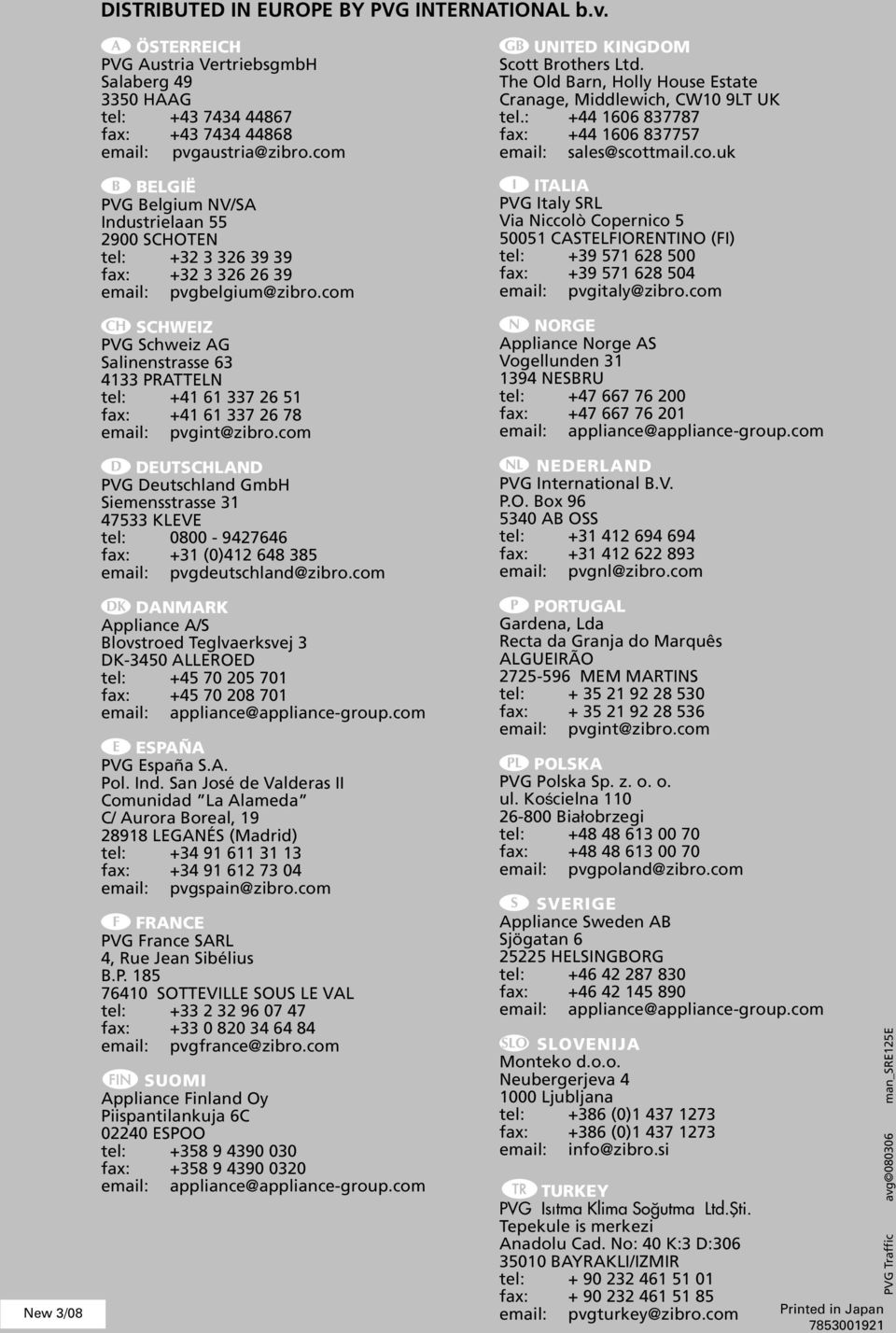 com q SCHWEIZ PVG Schweiz AG Salinenstrasse 63 4133 PRATTELN tel: +41 61 337 26 51 fax: +41 61 337 26 78 email: pvgint@zibro.