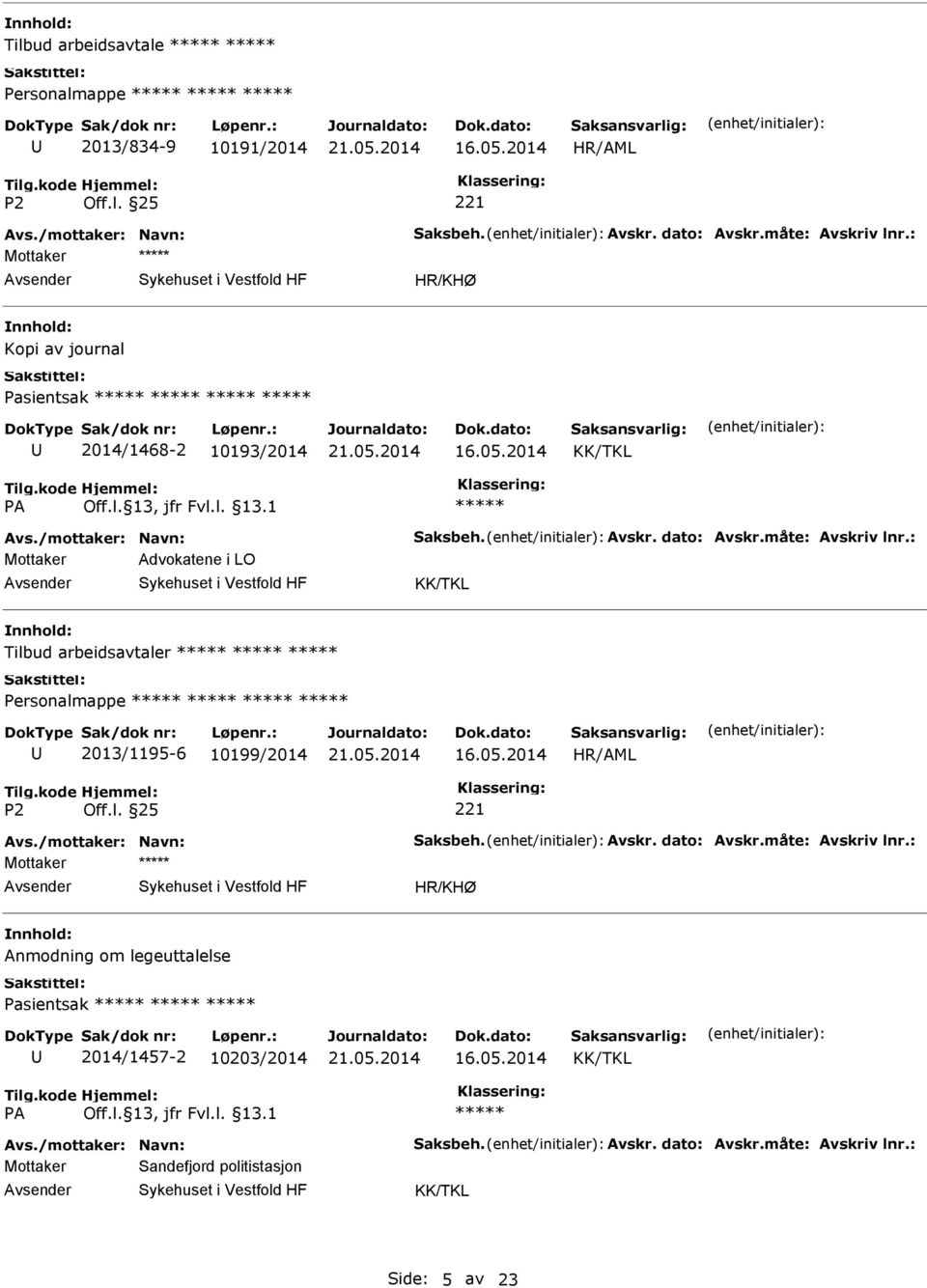 : Mottaker Advokatene i LO Tilbud arbeidsavtaler 2013/1195-6 10199/2014 Avs./mottaker: Navn: Saksbeh. Avskr. dato: Avskr.