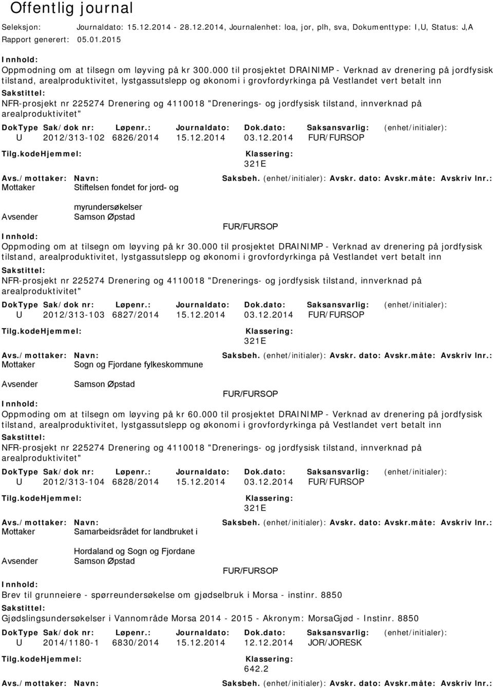 Drenering og 4110018 "Drenerings- og jordfysisk tilstand, innverknad på arealproduktivitet" U 2012/