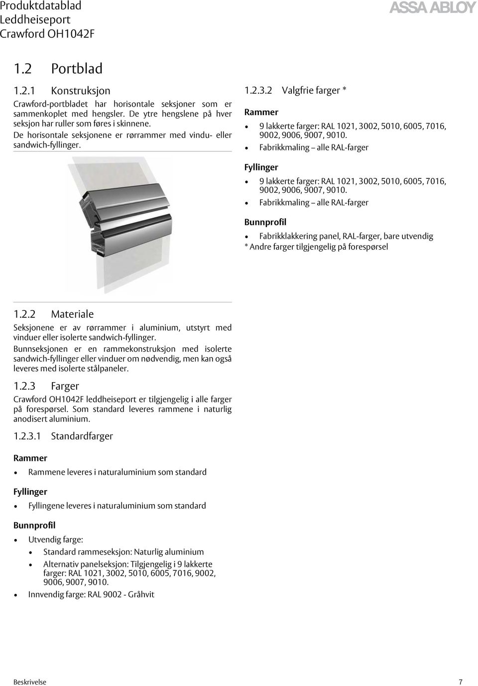 Fabrikkmaling alle RAL-farger Fyllinger 9 lakkerte farger: RAL 1021, 3002, 5010, 6005, 7016, 9002, 9006, 9007, 9010.