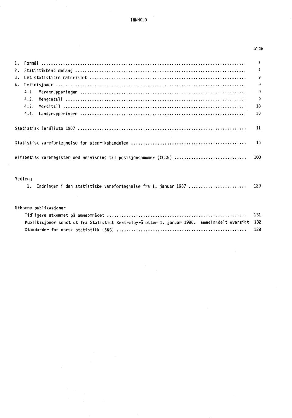 posisjonsnummer (CCCN) 100 Vedlegg 1. Endringer i den statistiske varefortegnelse fra 1.