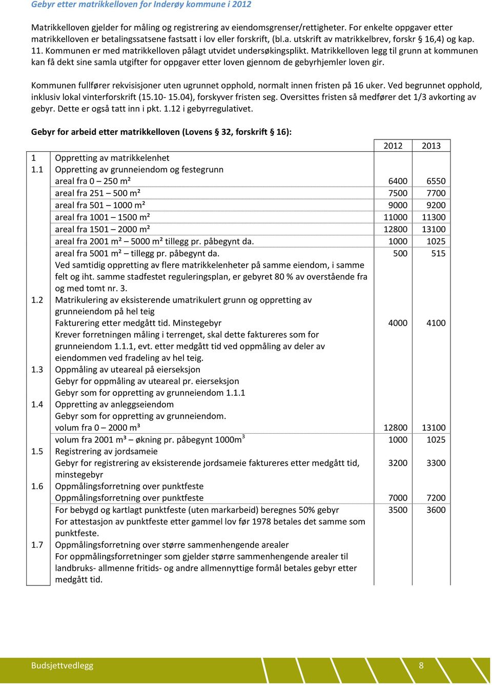 Kommunen er med matrikkelloven pålagt utvidet undersøkingsplikt. Matrikkelloven legg til grunn at kommunen kan få dekt sine samla utgifter for oppgaver etter loven gjennom de gebyrhjemler loven gir.