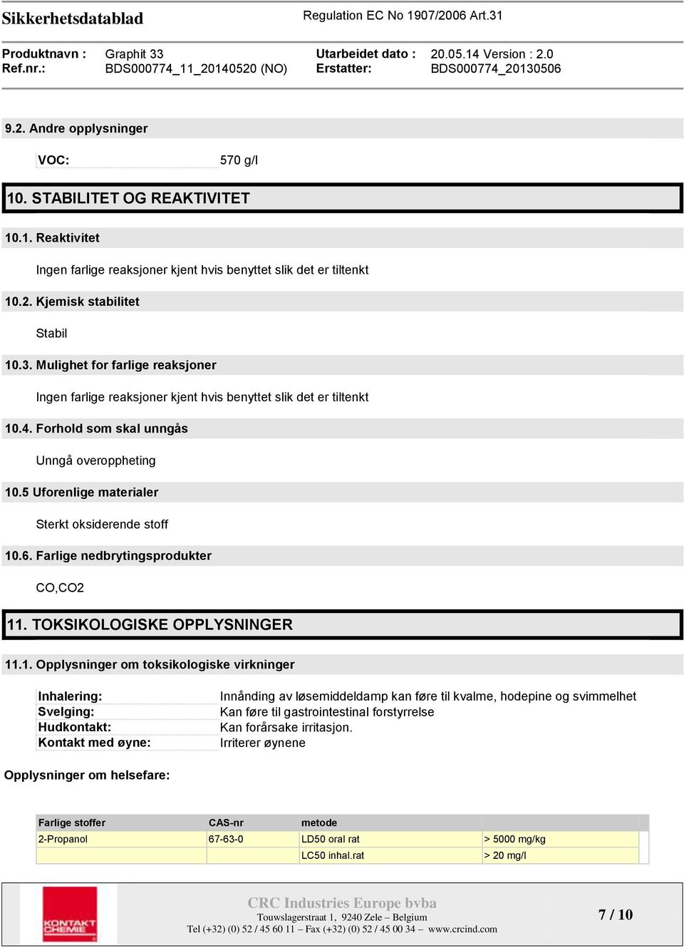 5 Uforenlige materialer Sterkt oksiderende stoff 10