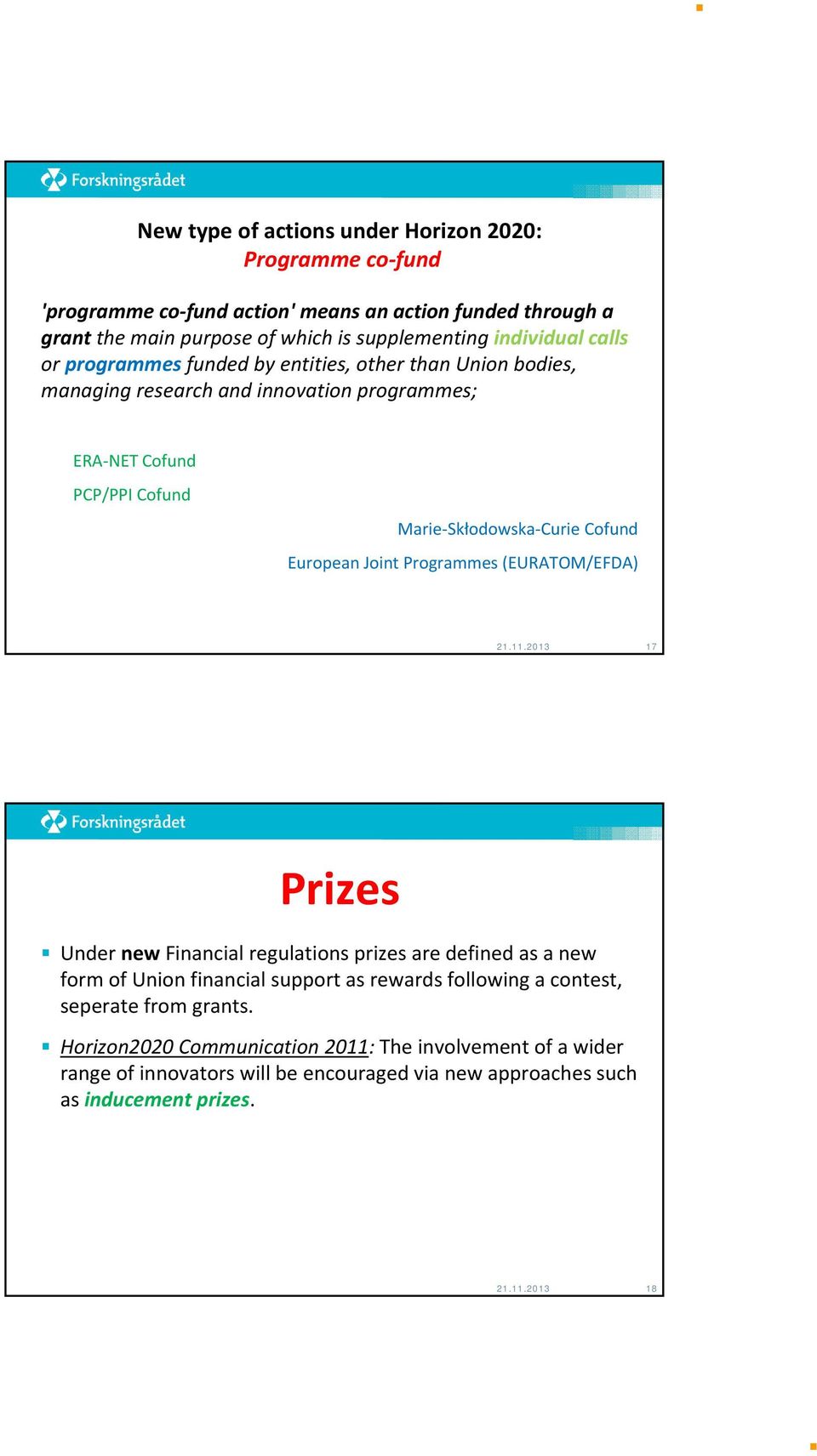 Joint Programmes (EURATOM/EFDA) 21.11.